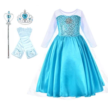 Fetița Rochie De Printesa Pentru Copii Cu Paiete Fantezie Elsa Costume De Carnaval Pentru Copii Congelate Ascunde Fata Ziua De Nastere Partid Costum De Haine