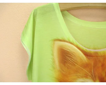 Pisica drăguț de imprimare teuri pentru femei 2016 Vest de imprimare de moda de vara tricou fete t-shirt preț scăzut picătură de transport maritim