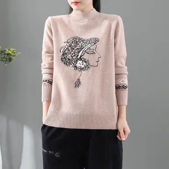 Max LuLu 2020 Coreeană Stil De Moda De Iarnă Pentru Femei Tricotate Haine Femei Casual Vintage Pulovere Guler Cald Liber Pulovere