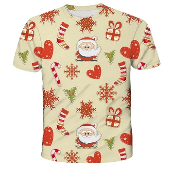 Crăciun Animal Pisica Toddler T-shirt Moș Crăciun, Copii, Casual, Desene animate om de Zăpadă Petrecere Pom de Vara cu Maneci Scurte Costum Haina Topuri