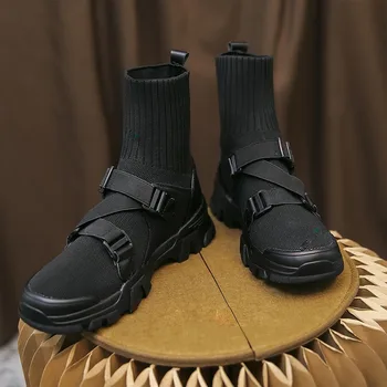 Tesatura Stretch Șosete Pantofi de Toamna pentru Femei Pantofi 2020 Nou Pantofi Casual Adidasi de la Jumătatea Vițel Cizme Întinde Pânză Doamnelor Cizme Femei