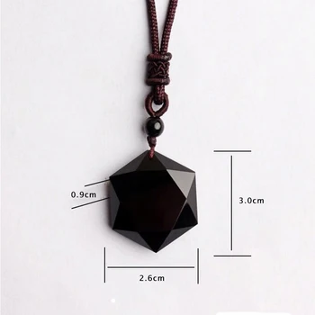 Obsidian negru Piatra Naturala Pandantiv Coliere Pentru Femei și Bărbați Cubi Hexagrama Pulover Colier Amulete Și Talismane Bijuterii