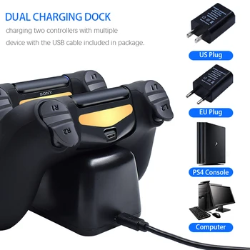 10 în 1 PS4 Fast Charger Dock Station Gamepad Piele de Silicon Grip Protector Thumstick Butonul Caps Pentru PlaystationPS4 Controller