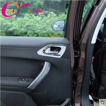 Culoare Viața Mea 2 buc/Set ABS Crom Interior Ușa din Spate Cerc Trim Autocolant pentru Peugeot 208 2008 2016 Accesorii Autocolante