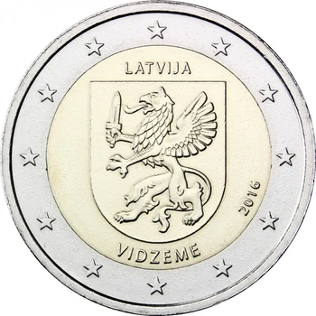 Letonia 2016 Historic District Wizem 2 Euro Adevărat Original Monede Adevărat Euro De Colectare Monede Comemorative Unc
