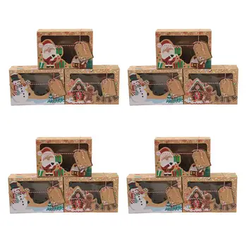 12pcs Hârtie Kraft Portabil de Crăciun Cadou Caseta de Petrecere Favoarea Titularilor Goody Cutie de Bomboane Cutii de Cookie-uri pentru Petrecerea de Crăciun Acasă