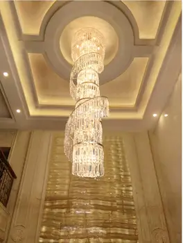 Candelabru din cristal de lux, duplex, constructii tubulare living lampă candelabru mare simplu vila moderna sala de candelabru