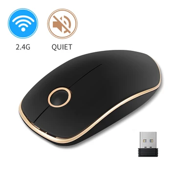 2.4 G, Computer Mouse-ul fără Fir de Aur Negru Rotund Roata Silent Mouse-ul fără Fir Simplu Și la Modă Biroul de Mouse-ului Pentru Laptop PC