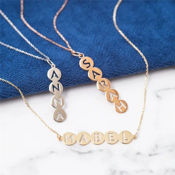 Bijuterii Geometrice Unice Cerc Numele Pandantiv Colier Pentru Femei Lanț De Aur Personalizate Plăcuța Collier Femme Cadou De Logodnă