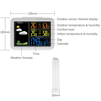 2 Wireless de Exterior Senzori Stație Meteo cu În/exterior Termometru Higrometru Prognoza Meteo Digital Ceas cu Alarma Snooze