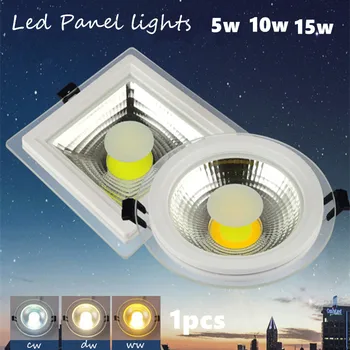 3 schimbare de culoare de sticlă ȘTIULETE de led panou lumina Plafon cu LED-uri de iluminat Încastrate AC85-265V LED corp de Iluminat COB 5W 10W 15W iluminat Acasă 1buc