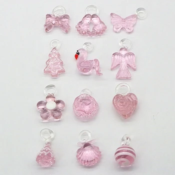 Pom de crăciun de sticlă Roz înger, rose, arc, flamingo, fluture, picioare, inima, shell, marmura minge, floare Xmas decor accesorii