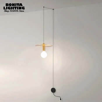 DIY montare pe suprafață, fir lung cârlige mici pandantiv lampă cu plug switch minimalist patul agățat lumini de pescuit droplight