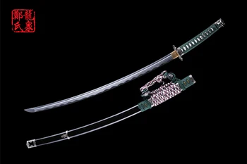 Real Taichi Katana 1060 din oțel carbon de înaltă Lama Ascuțită sabie de samurai Japonez culoare verde intens pentru tăiere de bambus luptă