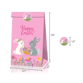 12pcs Paști Pungă de Hârtie Kraft Cu Autocolante Iepurașul de Paște Pungi Cadou Copil de Dus Bomboane, Cookie-uri Saci de Ambalare Paste Fericit Decor
