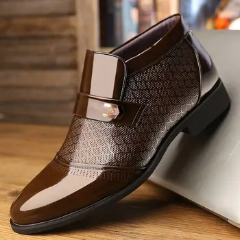 Pantofi De Afaceri Mens Cizme Rochie Office Pantofi Pentru Bărbați Clasic Din Piele De Brevet Cizme De Iarna Barbati Formale Pantofi Brand De Lux 2020 Nou 345