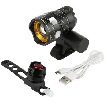 T6 LED Biciclete Lumina de Încărcare USB rezistent la apa de Siguranță Față-Spate, Lumini Combinație Negru Ruby Stop Costum Accesorii pentru Biciclete