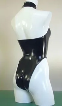 Costum Sexy de Latex Erotic Body cu Guler Lucios Wetlook din PVC de Înaltă Tăiat Body Corp Sexy Femei O Bucată Fetish Latex Catsuit