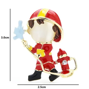 Wuli&copilul de Email Opal Pompier Broșe Unisex 2-culoare Bărbații Folosesc Extinctorul Figura Birou de Cauzalitate Ace de Brosa, Cadouri de