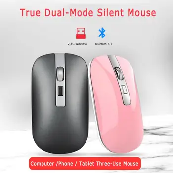 La modă slim 2.4 G Mouse Wireless Bluetooth 5.1 Tăcut Modul Dual USB Reîncărcabilă Mouse-ul Built-in baterie reîncărcabilă