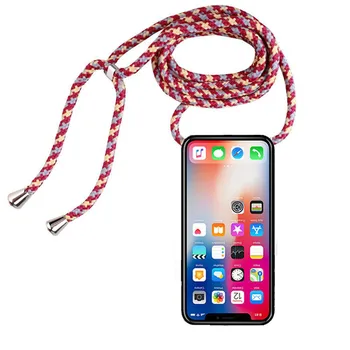 Negru Moale TPU Caz de Telefon Mobil Cu Snur Colier Umăr Gât Curea de coardă Pentru Samsung Galaxy A3 A5 A6 A7 A8 Plus 2018