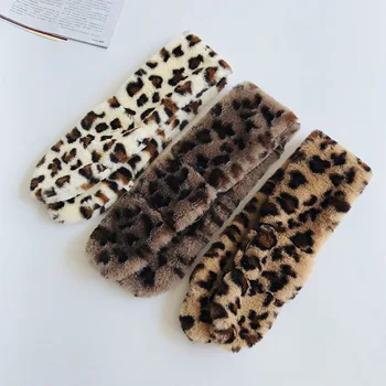 VISROVER Fals Faux Blană de Iepure Eșarfă Leopard Eșarfe Guler Toamnă Iarnă Eșarfă pentru Fete Cald Handfeeling Copii Snood en-Gros
