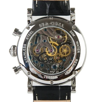 Mecanice Ceas Cronograf bărbați ceasuri de mînă Pescăruș ST1908 Mișcarea de Aur din Oțel Inoxidabil, Safir Luna Faza Încheietura Ceasuri pentru barbati