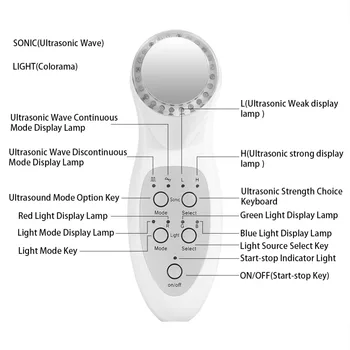 Cu ultrasunete a Feței Masaj 7 LED Foton Întinerire Sonic de Ridicare Lifting Facial Piele mai Curat cu Ultrasunete de 1Mhz Body Spa Frumusete