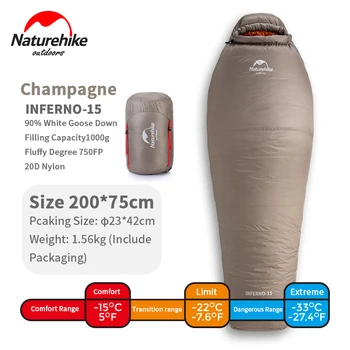 2020 Nou Naturehike -21°C Gâscă în Jos Sacul de Dormit 750FP Profesionale în aer liber Camping Drumetii Cald Impermeabil Sac de Dormit Mumie