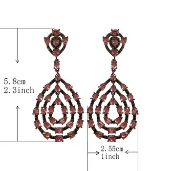 Vintage red cz lung picătură cercei roșu cubic zirconia moda bijuterii