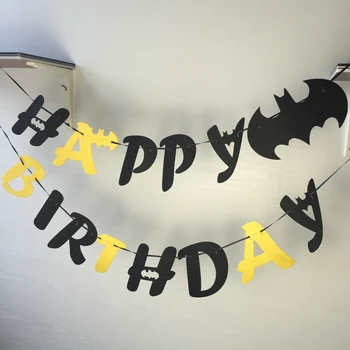 Batman Simțit Fericit Ziua de nastere scrisoare Steagul Partidului Decor Banner Bunting pentru copii Copii de aprovizionare material
