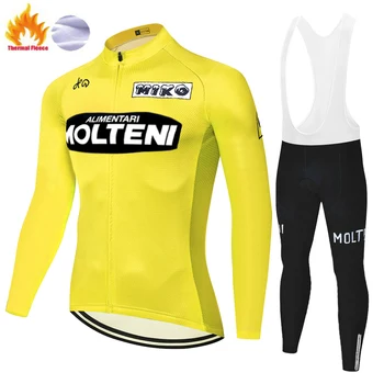 2020 echipa MOLTENI Ciclism jersey echipă cu bicicleta îmbrăcăminte de Iarnă Lână Termica roupa ciclismo 20D gel pad Bărbați ropa de invierno