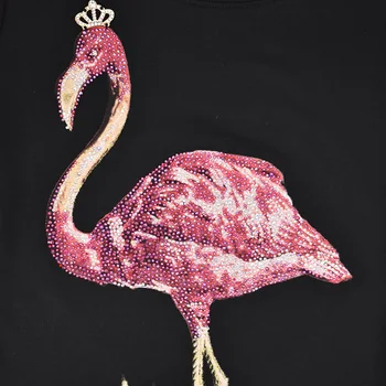 2017 Nou la modă T-shirt femei big bird Imprimate Casual tricou Diamant Elegant T-shirt Femei Purta marca T-shirt Femei