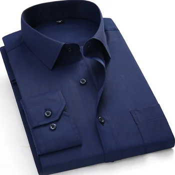 Plus Dimensiune Mare 8XL 7XL 5XL 6XL Barbati Tricou Casual cu Maneci Lungi Rochie Formale Camisas Profesionale Alb Bleumarin BlueMale Sociale Tricouri