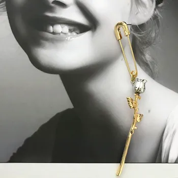 Femei de Brand Metal rose Floare cercei lungi Declarație ace cercei pandantiv moda bijuterii ureche Hiphop accesorii
