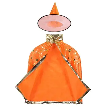 Copii Costum De Halloween Vrăjitoare, Vrăjitor Mantie Cape Pălărie Ascuțită Set De Partid Cosplay Stele Model Fete Baieti Magician Tinuta