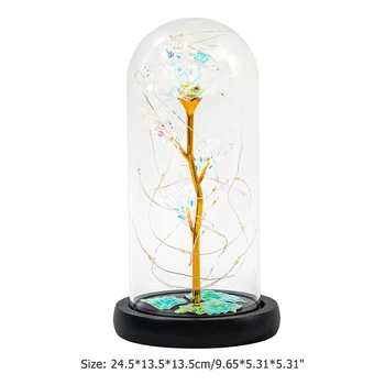 LED Artificiale Veșnică Folie de Aur a Crescut de Sticlă Capacul plafonierei cu Fairy Șir de Lumini pentru Ziua de Nunta Cadouri de Valentine