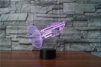 New Sosire Instrumente Muzicale Trompeta 3D Flash Lumina de Noapte USB lampa 3D Iluzie Lampă de Colorat de Crăciun Lumina În Dormitor