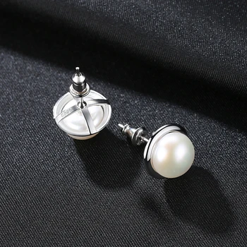 DOTEFFIL Cercei Autentic Naturale de apă Dulce Pearl Încrustații de Argint 925 Stud Perla Cercei Pentru Femeile de Nunta/Petrecere, Cadou