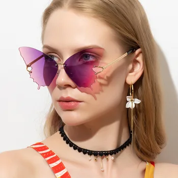 CRSD 2020 Nou Fluture Fara rama ochelari de Soare pentru Femei de Moda de Mare Gradient de Soare Metalic Ocean UV400 ochelari de Soare Personalitate
