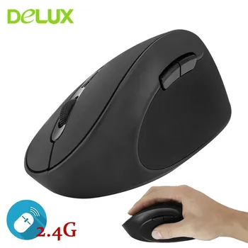 Delux M618SE Ergonomic Vertical Mouse Wireless 2.4 G 1600 DPI Optic USB Avansat 6D Laptop, Desktop PC de Gaming Office Soareci