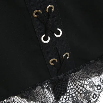 Plus Dimensiune Femei ochiurilor de Plasă Bandaj Gotic Rochie de sex Feminin Criss Cross Dantela Mozaic Fluture Sleeve T-shirt Doamnelor Halloween Topuri Toamna