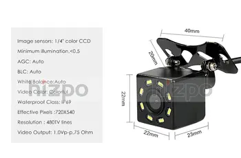 Hizpo Masina din Spate Vedere aparat de Fotografiat de 8 LED-uri de Noapte Viziune Inversarea Auto Parcare Monitor CCD Waterproof 170 Grade Video HD + 6 metru de fire