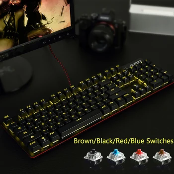 Ajazz ROBOCOP 104 taste cu fir tastatură mecanică de gaming de fundal maro/negru/albastru/rosu switch-uri anti-ghosting N-key rollover