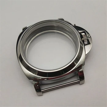 44mm din Oțel Inoxidabil Ceas de Argint Cazul Lustruit Shell pentru Eta 6497/6498 pentru ST36 mecanism de Ceas