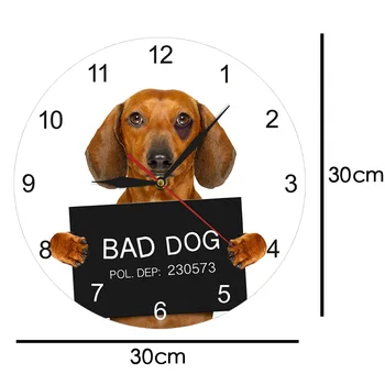Amuzant Teckel MugShot Acrilice Ceas De Perete Personalizat Nume De Câine De Perete Moderne Urmăriți Penal Catelus De Poliție Câine Rău Închisoare Pet Shop Decor