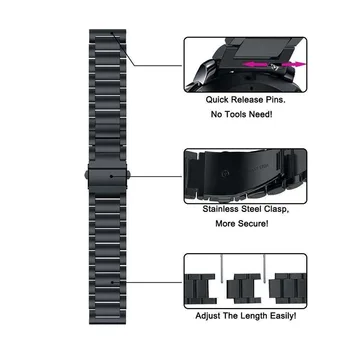 Din Oțel inoxidabil Ceas Banda Curea Pentru Samsung galaxy watch Active 2 44mm 40mm Metalice de Înlocuire Bratara 20MM Watchband Active2