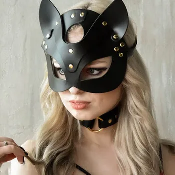 Fullyoung Cosplay Sexy Bdsm Fetish Masca Femei Carnaval De Halloween Masquerade Robie Măști Adult Juca Speciale Urechi De Pisică Măști