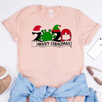 Amuzant de Crăciun Cămașă de Carantină Crăciun T-shirt Distanțare Socială Teuri de Potrivire Xmas Tricouri Cadou de Vacanță