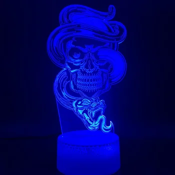 Cool Festival de Vacanță Cadou Lampa de Masa Craniului și Șarpe Iluzia 3d Led Lumina de Noapte pentru Club Office Home Decor Camera Veioza
